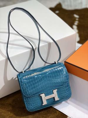 wholesale quality hermes constance 19 shinny niloticus crocodile 7w blue izmir phd